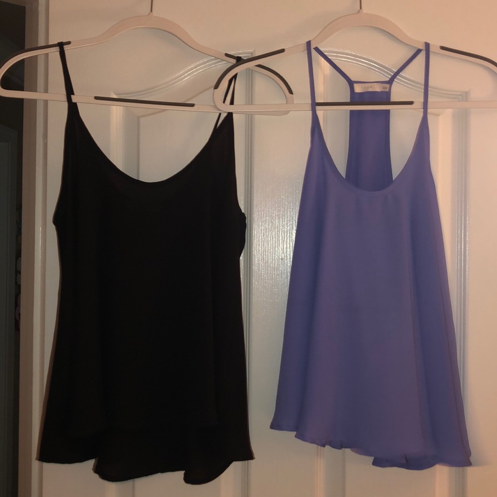Three silky lush tank tops- Black,Purple,White